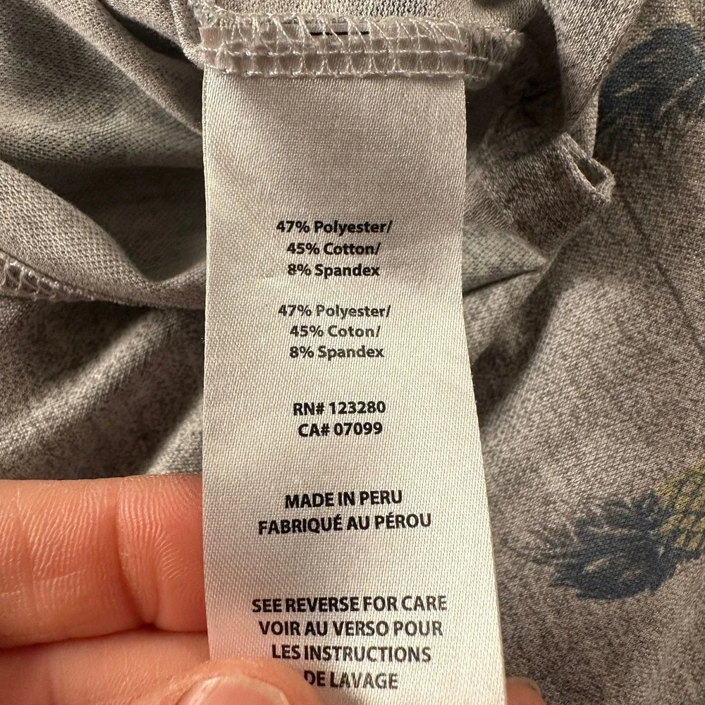 Travis‎ Mathew Polo Mens L Pineapple All Over Print Gray Golf Shirt Embroidered